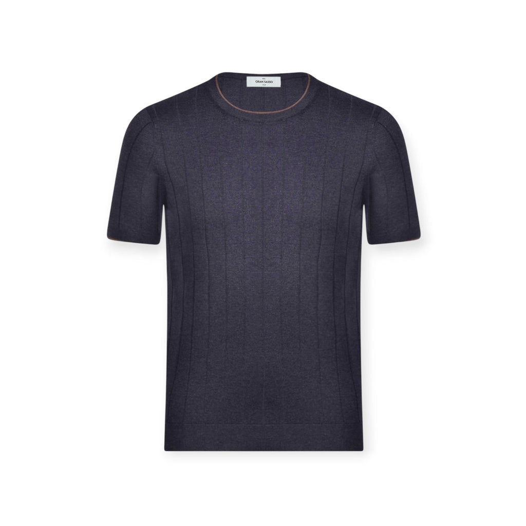 T-SHIRT PARICOLLO MEZZAMANICA BLU