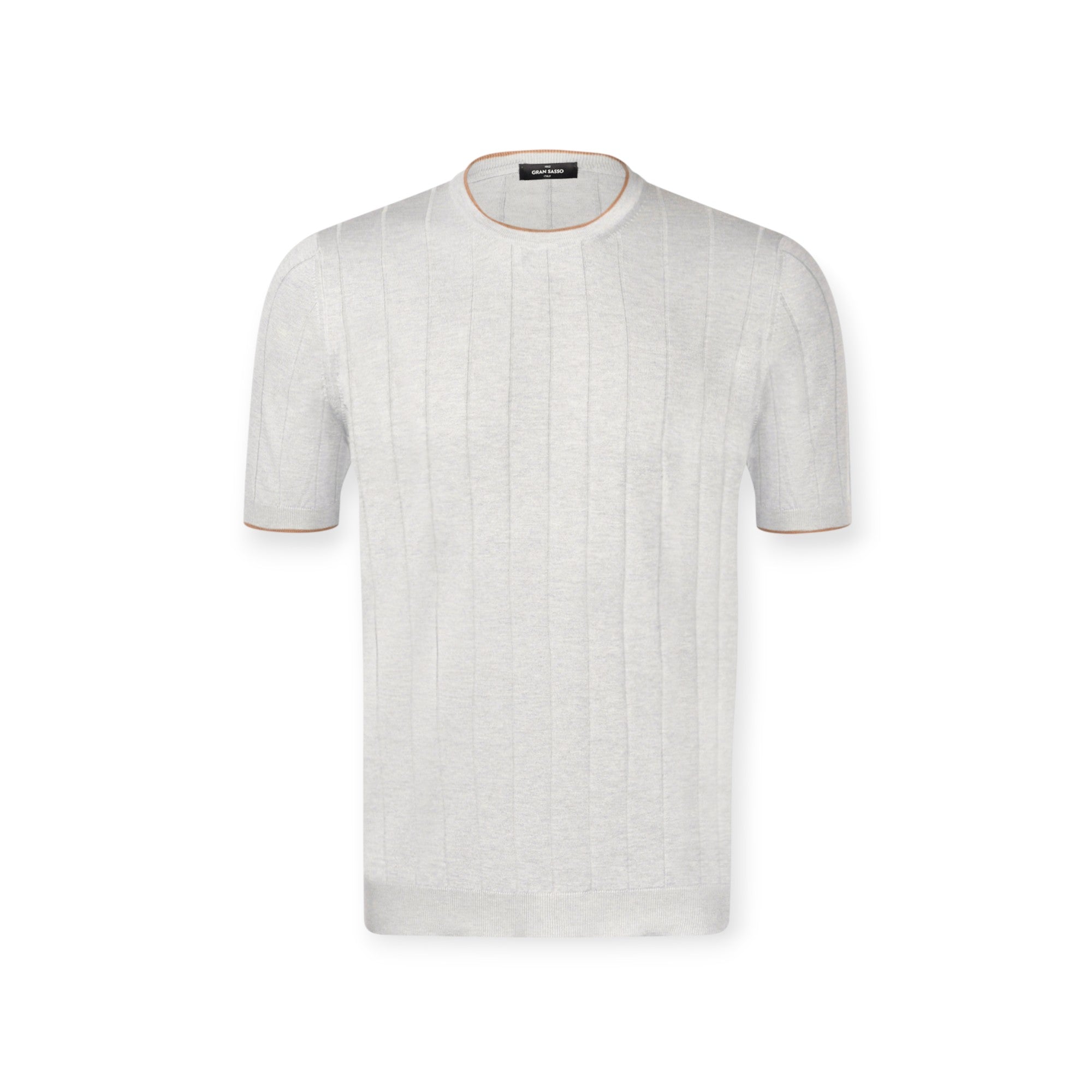 T-SHIRT PARICOLLO MEZZAMANICA GRIGIO PERLA