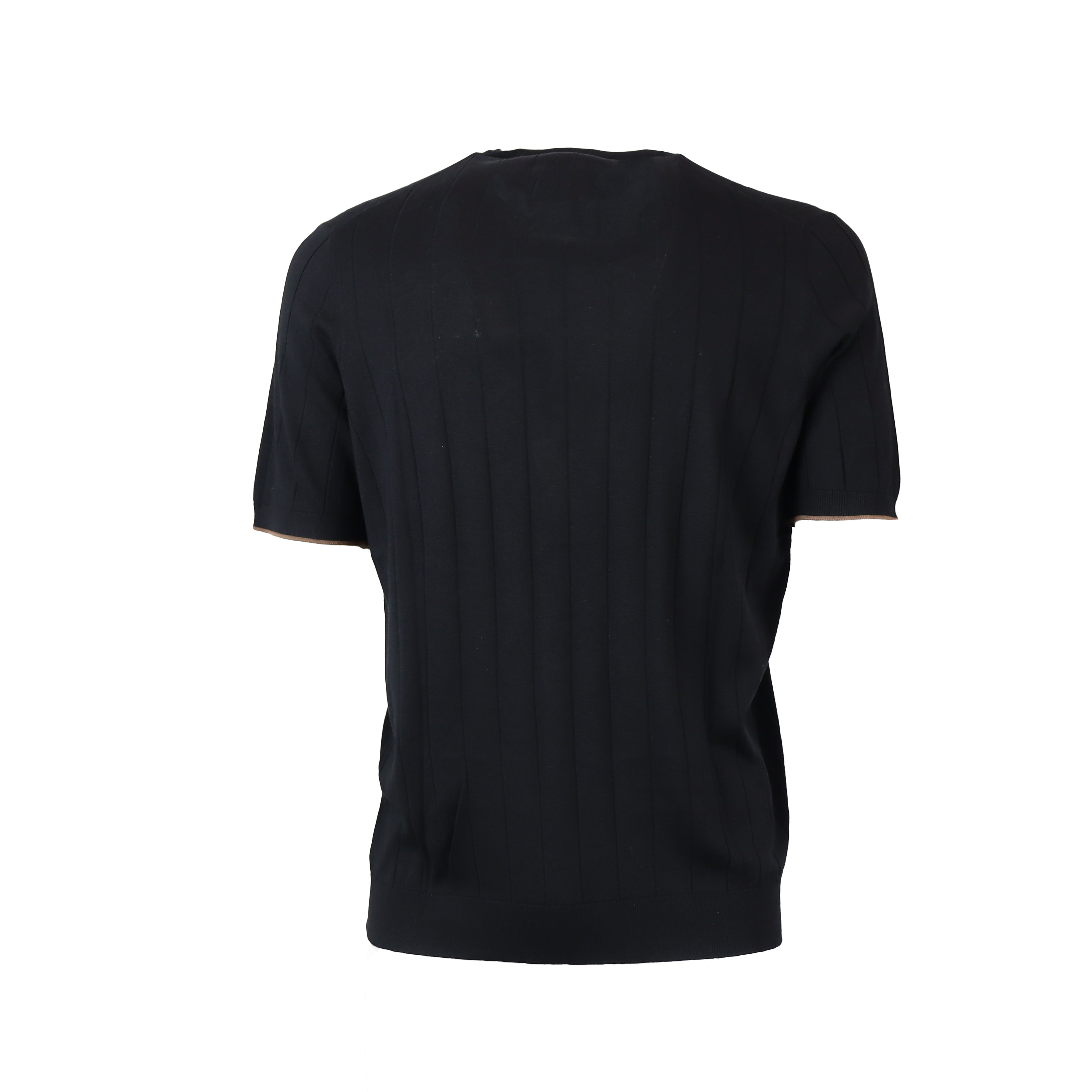 T-SHIRT PARICOLLO MEZZAMANICA NERA