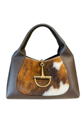 Large Haircalf & Leather Top-Handle Bag — statement elegance