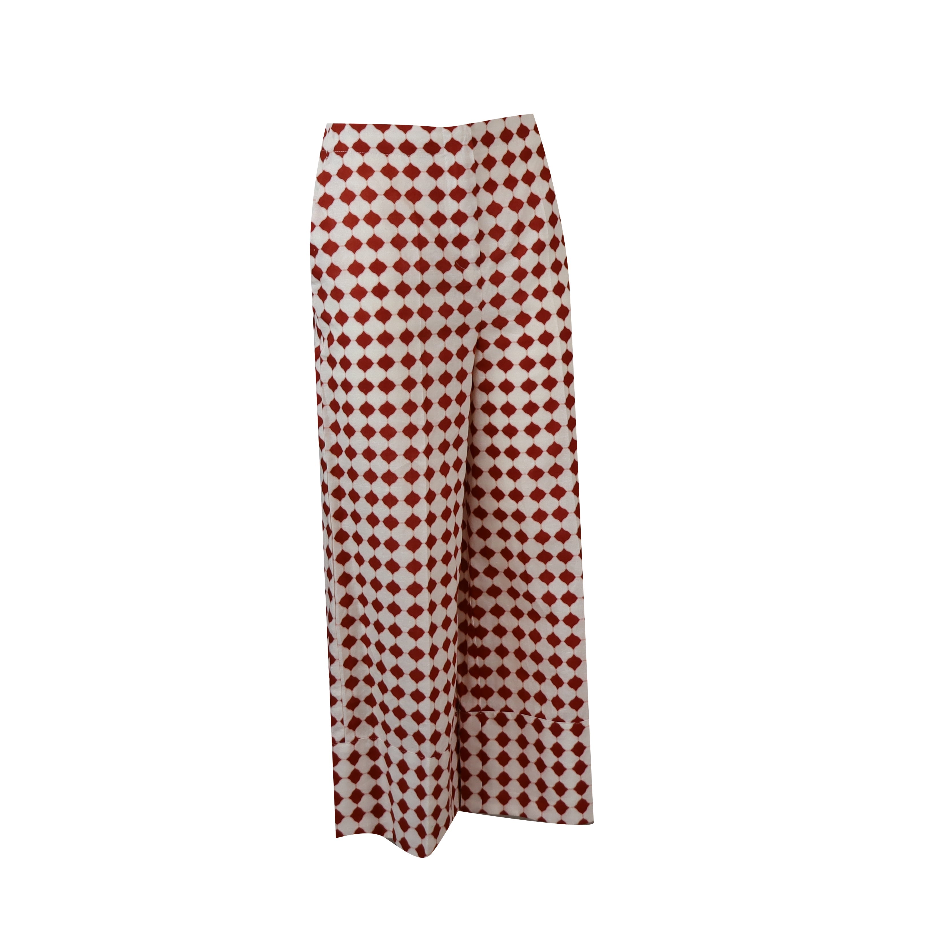 PANTALONE ZIGRINO BORDEAUX E BIANCO FANTASIA