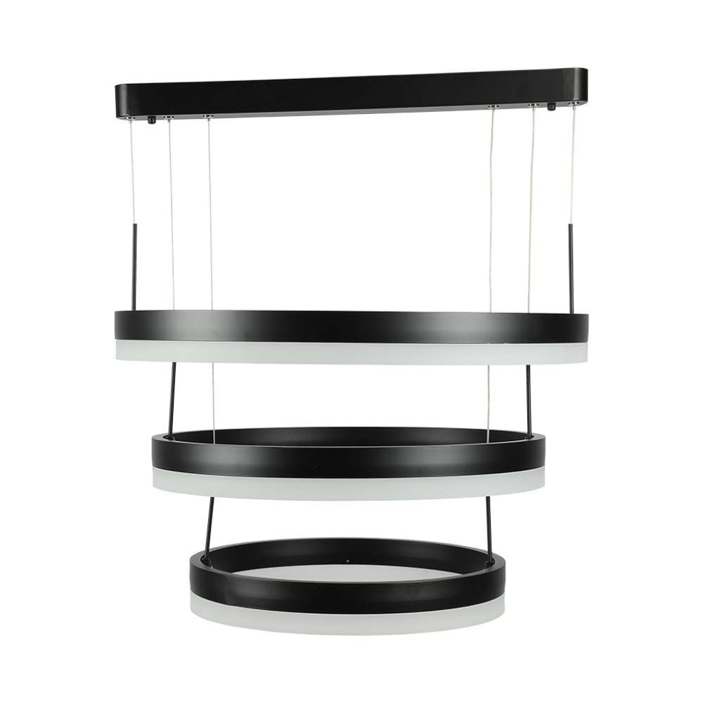 Lampadario LED Sospensione 3 Cerchi 86W Nero 3000K – V-TAC