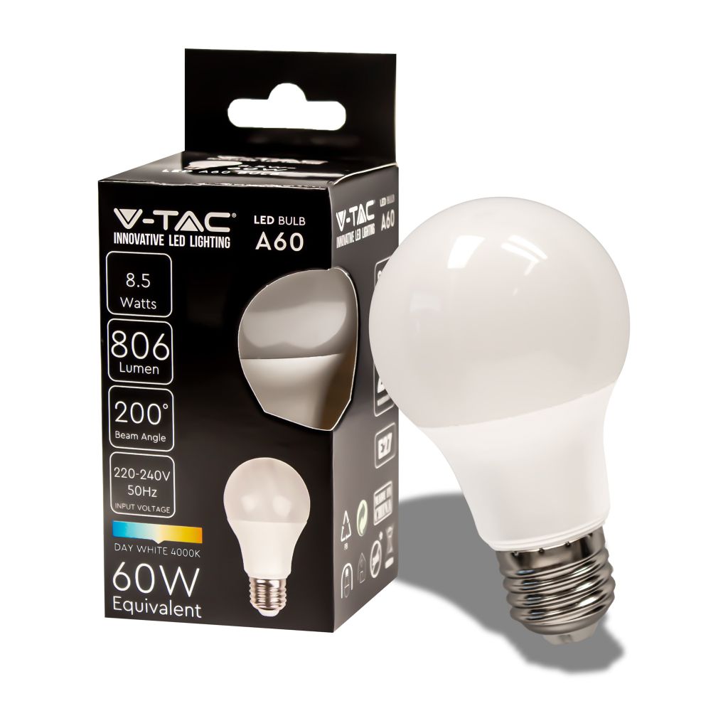 Lampadina LED E27 8,5W Bianco Naturale 4000K 806lm