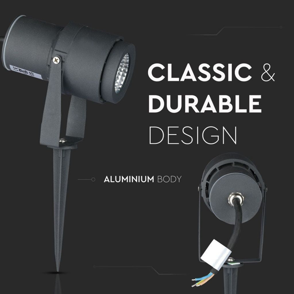 Faretto LED da Giardino con Picchetto 12W Grigio 4000K