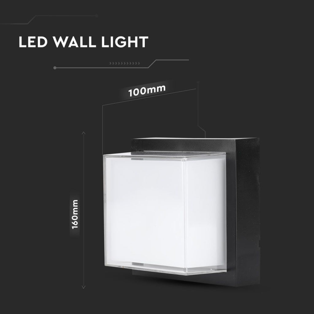 Lampada LED Muro Quadrata 12W 3000K IP65 Nera V-TAC