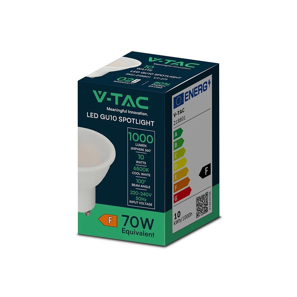 V-Tac Faretto LED GU10 10W 6500K Copertura Satinata Luce Fredda