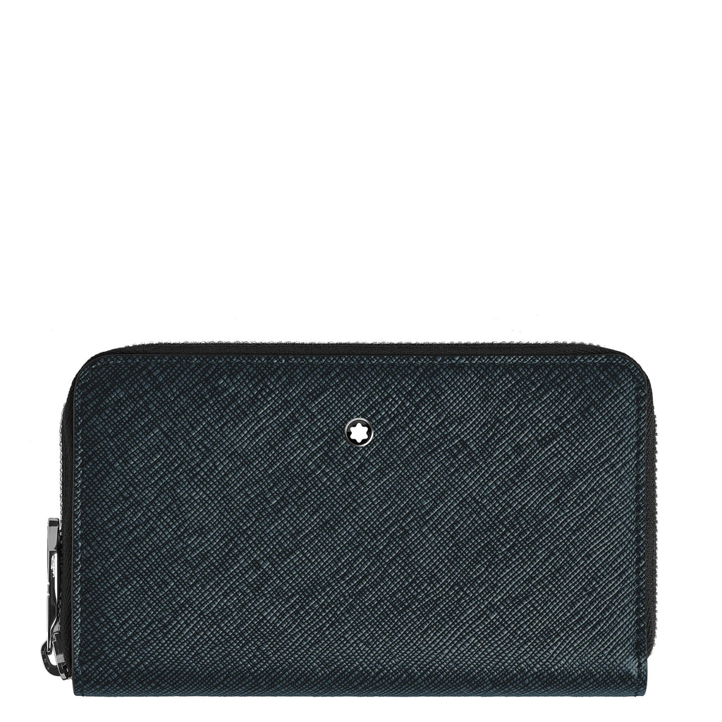 Montblanc portafoglio 12 scomparti con cerniera medio Sartorial tweed blu 220362