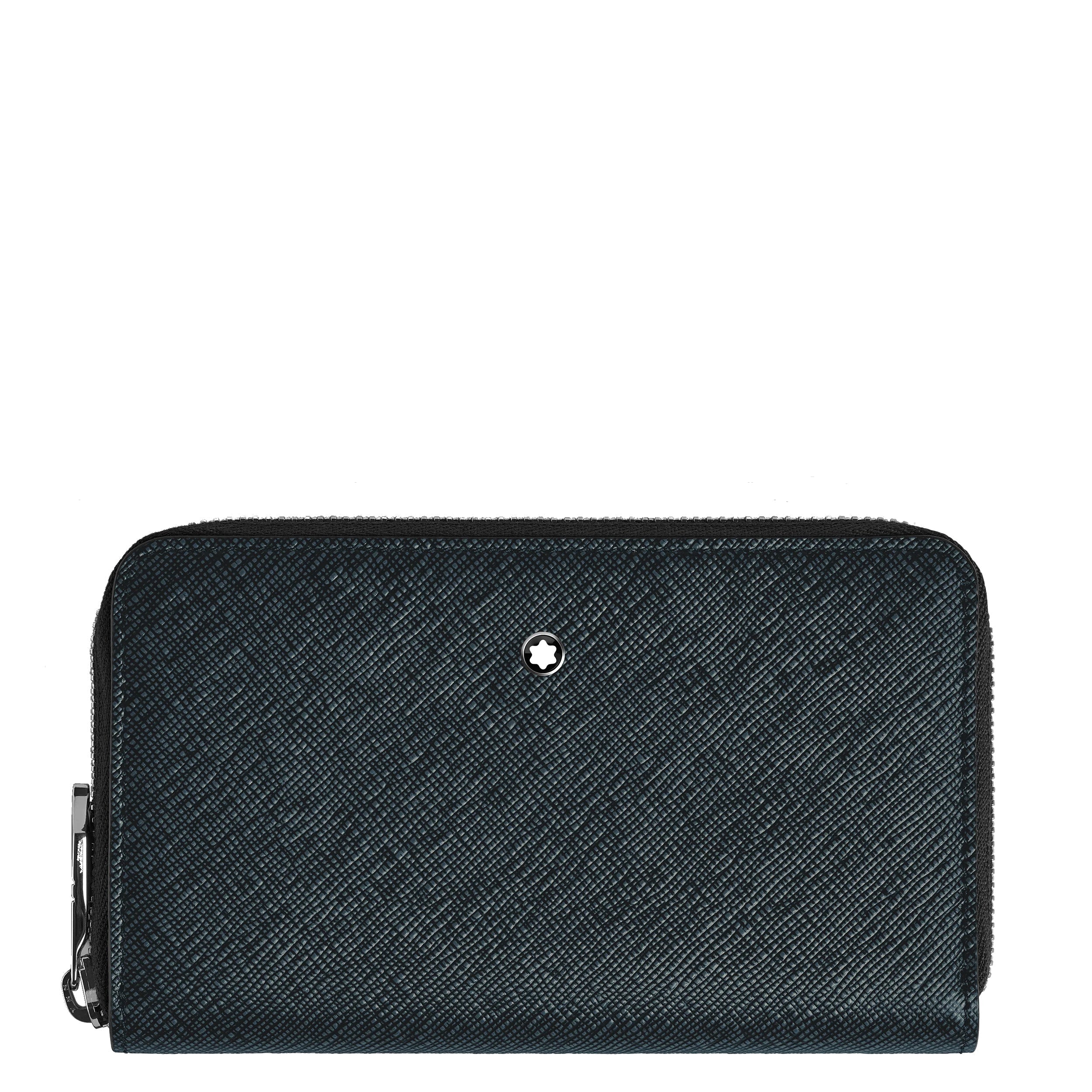 Montblanc portafoglio 12 scomparti con cerniera medio Sartorial tweed blu 220362
