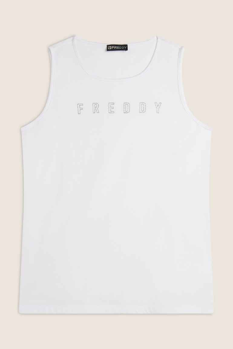 Freddy Canotta con Scollo Tondo e Logo Glitter S25WCYLK1
