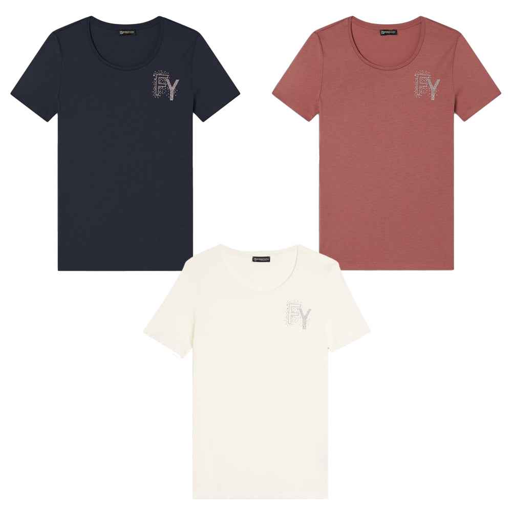 Freddy T-Shirt in Jersey Modal con Logo FY e Dettagli in Strass S25WCXT3