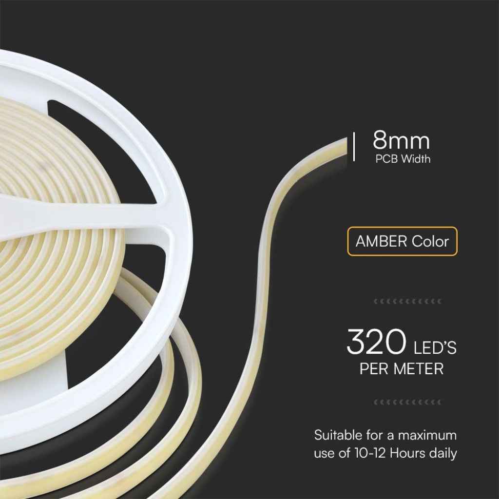 V-Tac Strip LED COB 24V 10W/m Ambra IP67 5m Flessibile Impermeabile