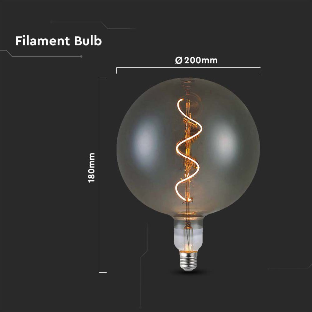 V-Tac Lampadina LED E27 4W G200S Vetro Fumé 2700K Spirale Decorativa