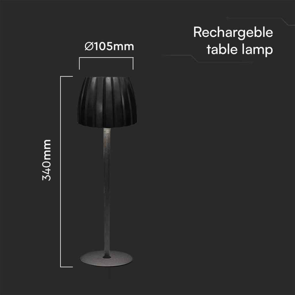 Lampada LED da Tavolo 2,7W Ricaricabile USB-C Touch Nera