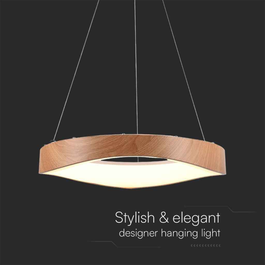Lampadario LED sospeso 25W circolare colore legno 3000K – Ø500mm