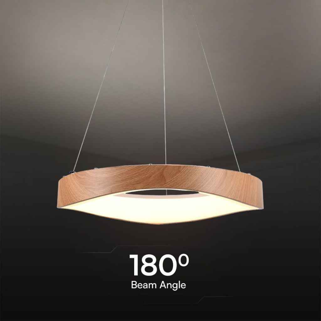 Lampadario LED sospeso 25W circolare colore legno 3000K – Ø500mm