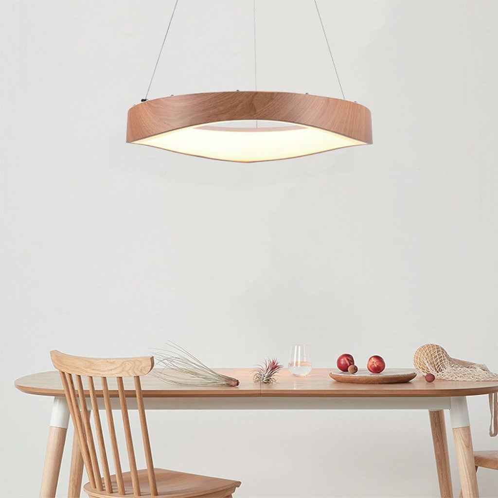 Lampadario LED sospeso 25W circolare colore legno 3000K – Ø500mm