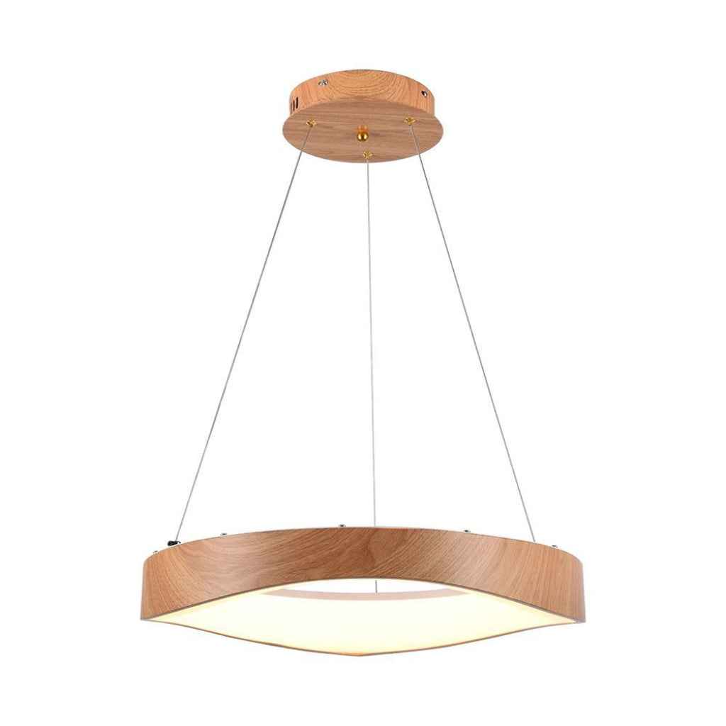Lampadario LED sospeso 25W circolare colore legno 3000K – Ø500mm