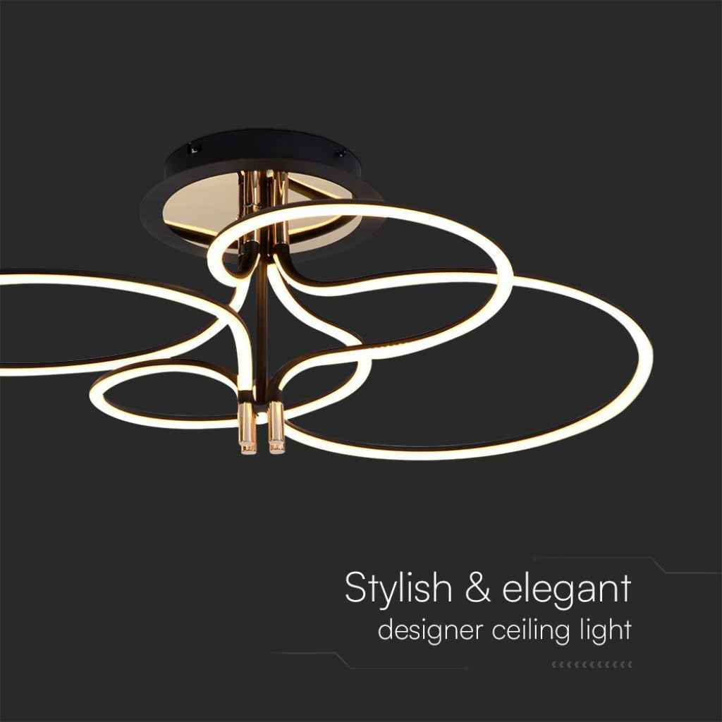 Lampadario LED a plafone 36W nero e oro moderno con luce calda 3000K