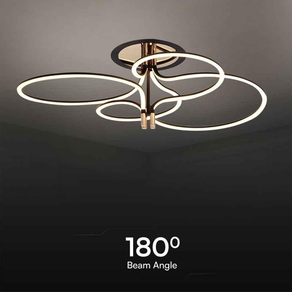 Lampadario LED a plafone 36W nero e oro moderno con luce calda 3000K
