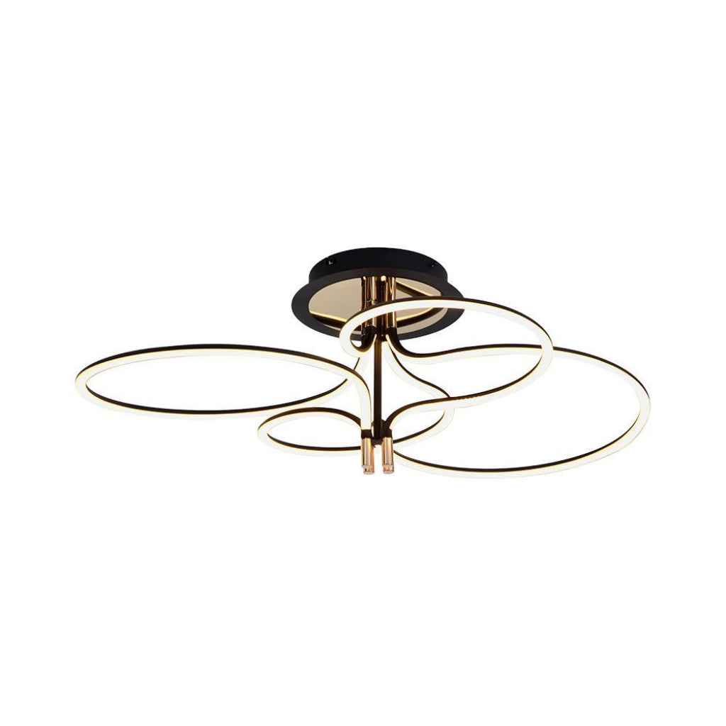 Lampadario LED a plafone 36W nero e oro moderno con luce calda 3000K