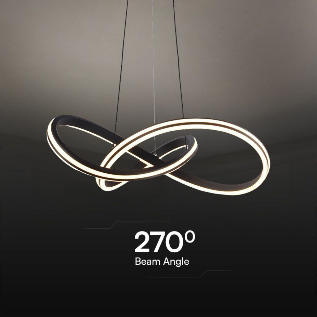 Lampadario LED moderno 40W nero in metallo con luce CCT 3in1