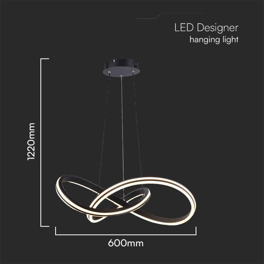 Lampadario LED moderno 40W nero in metallo con luce CCT 3in1