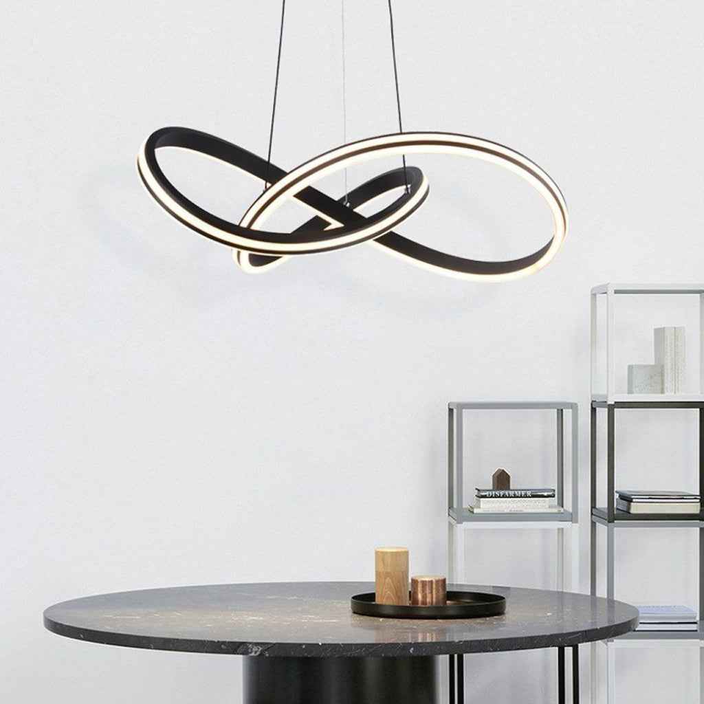 Lampadario LED moderno 40W nero in metallo con luce CCT 3in1