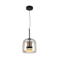 Lampada a Sospensione LED 6 W in Metallo e Vetro – Nero/ambra