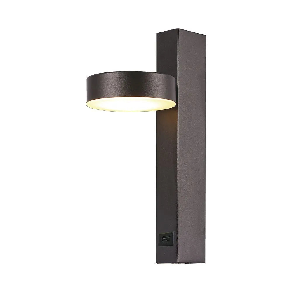 Applique LED V‑TAC 8 W USB 3000 K – Design Rotondo Nero