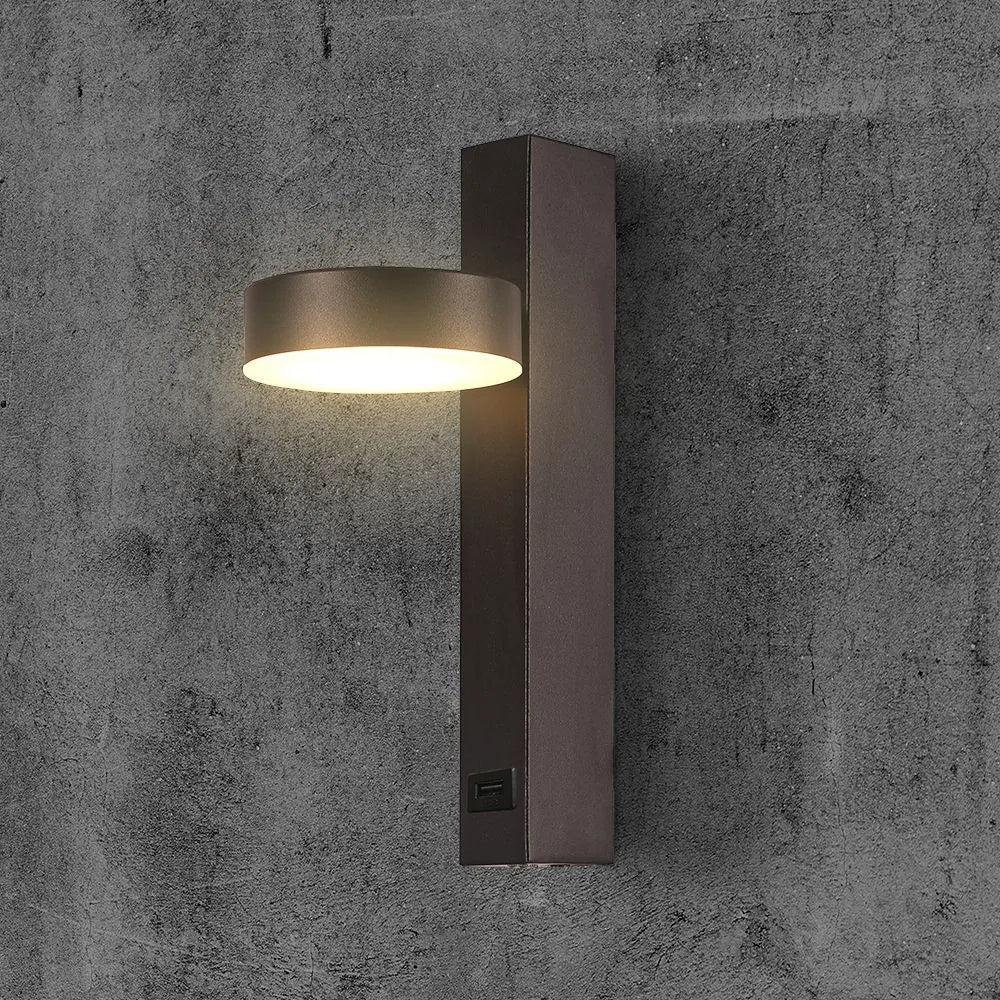 Applique LED V‑TAC 8 W USB 3000 K – Design Rotondo Nero