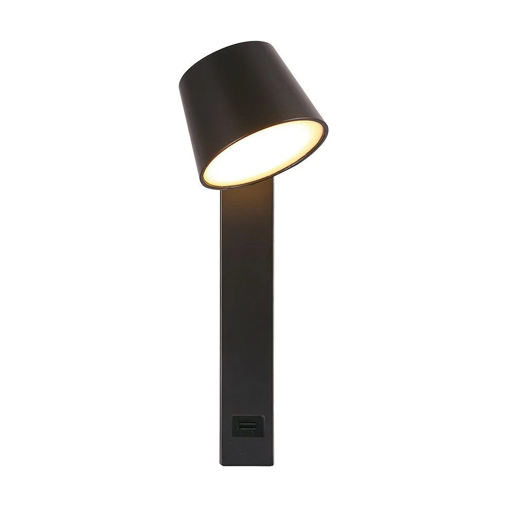 Applique LED V‑TAC 8 W USB 3000 K Regolabile – Metallo Nero