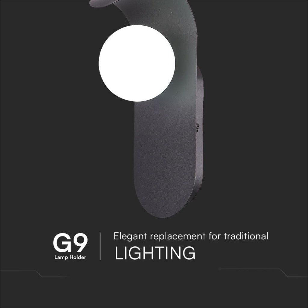 Applique da Parete LED con Attacco G9 – Metallo e Vetro Nero