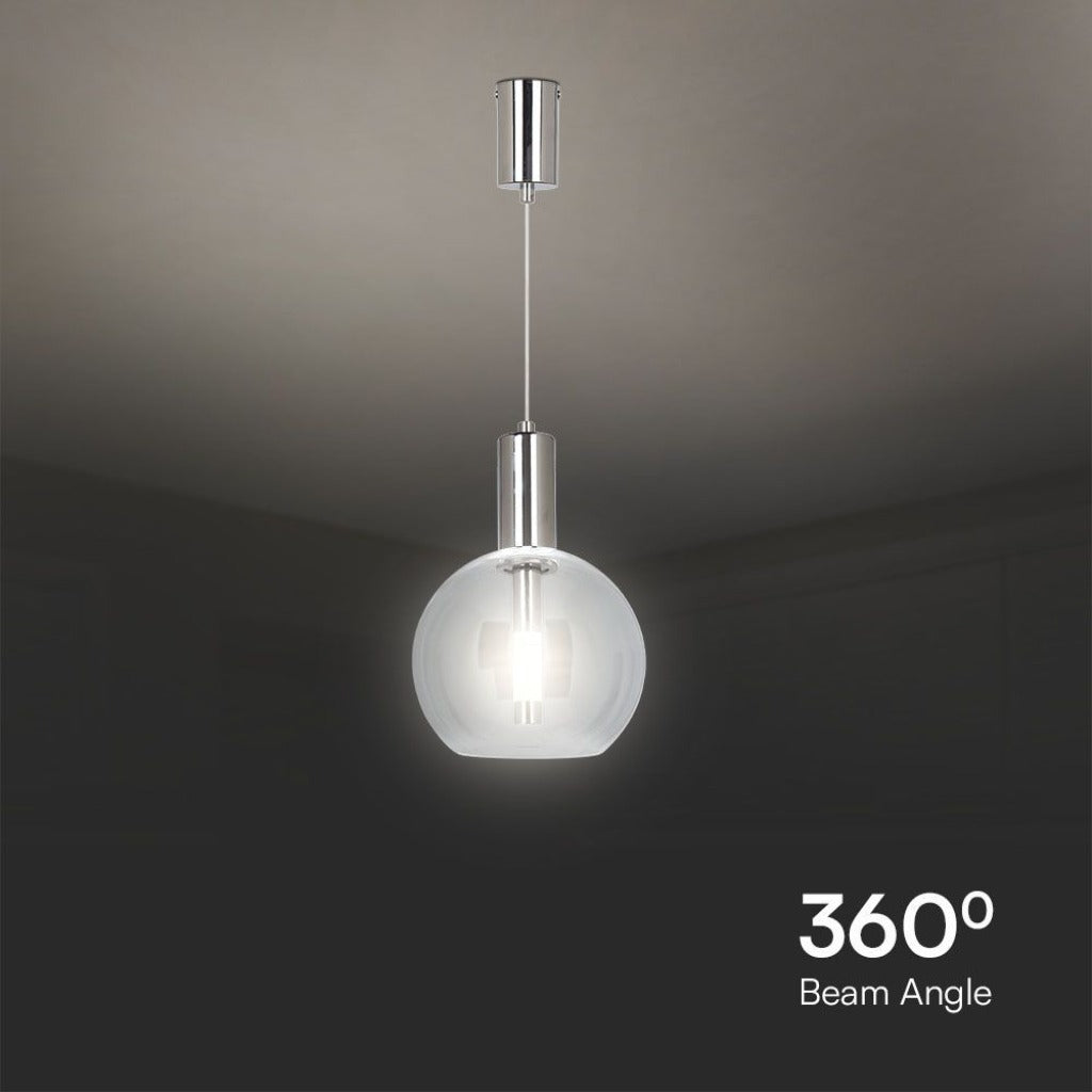 Lampada a Sospensione LED 5W Vetro Trasparente 3000K Acciaio
