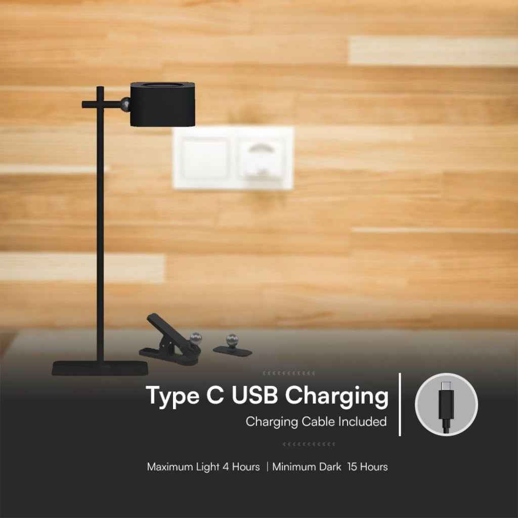Lampada LED da Tavolo Magnetica 3W Ricaricabile USB‑C Nera