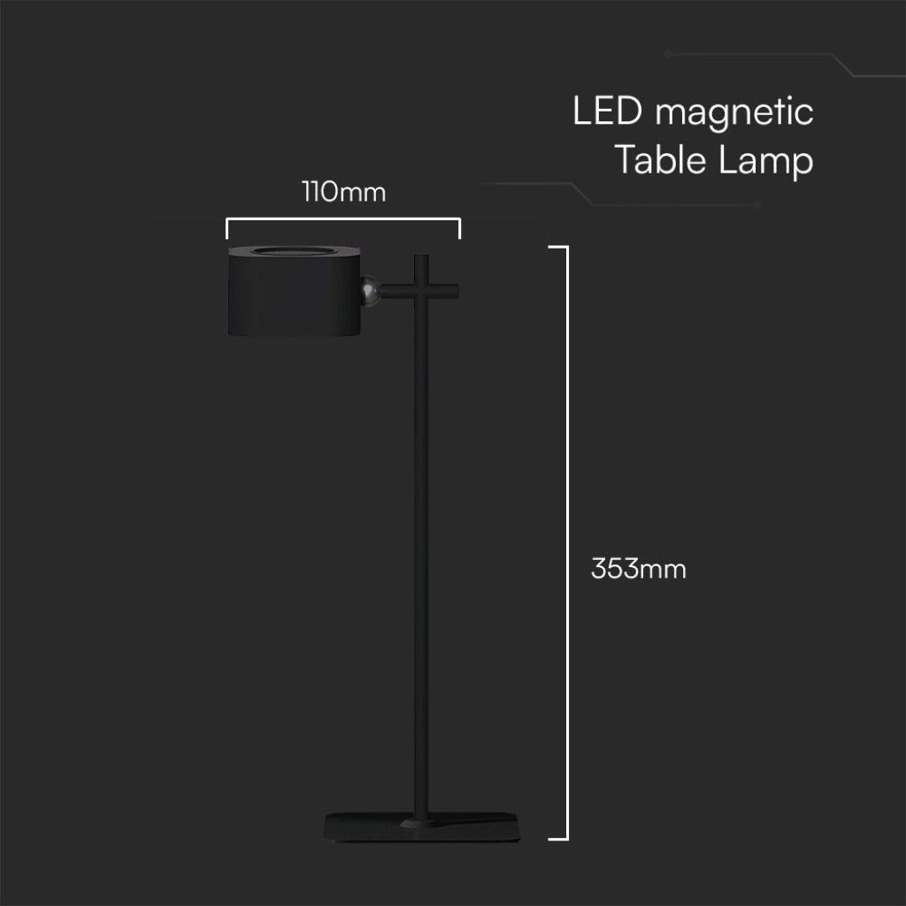 Lampada LED da Tavolo Magnetica 3W Ricaricabile USB‑C Nera