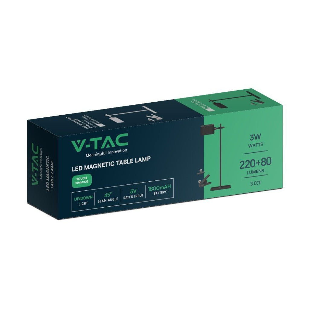 Lampada LED da Tavolo Magnetica 3W Ricaricabile USB‑C Nera