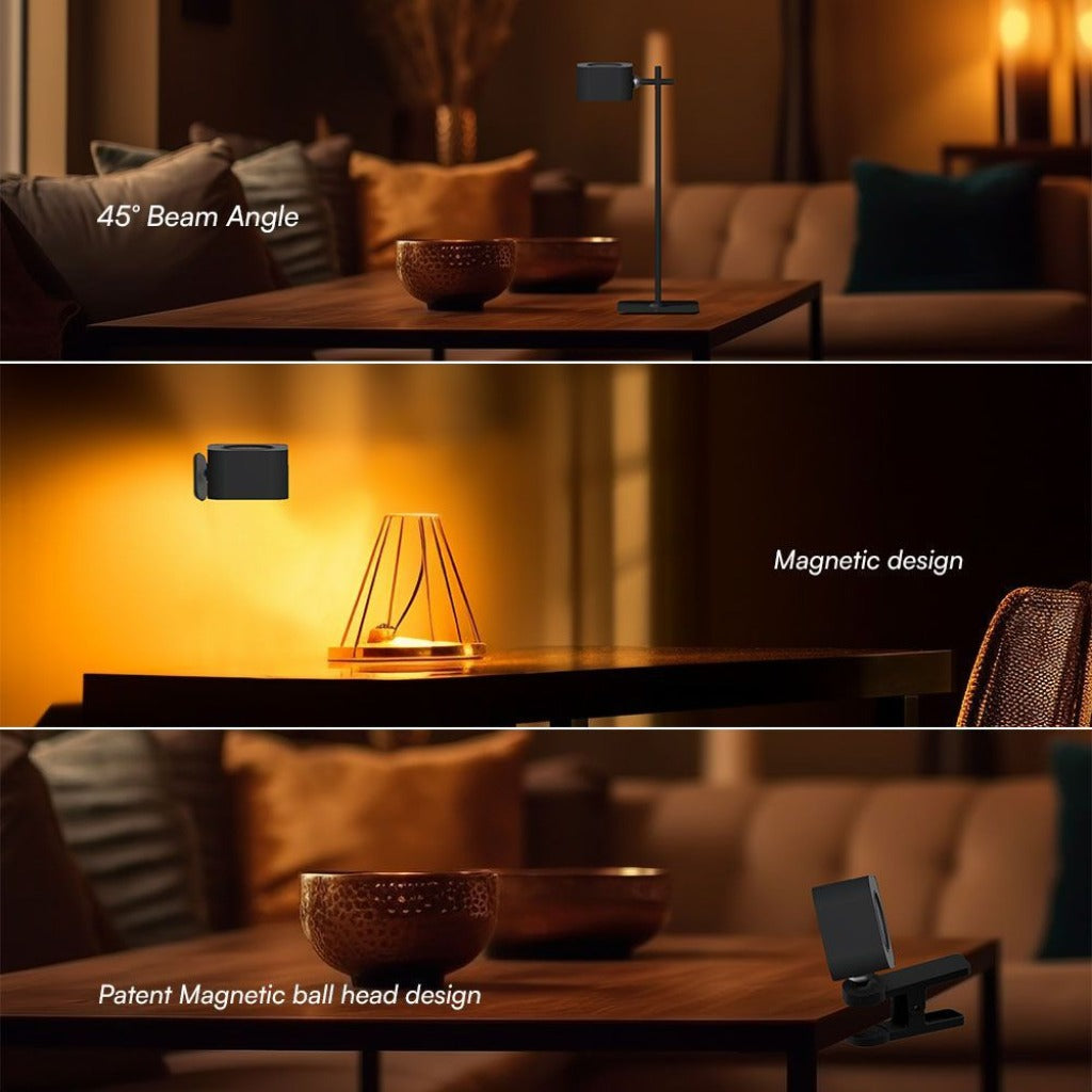 Lampada LED da Tavolo Magnetica 3W Ricaricabile USB‑C Nera