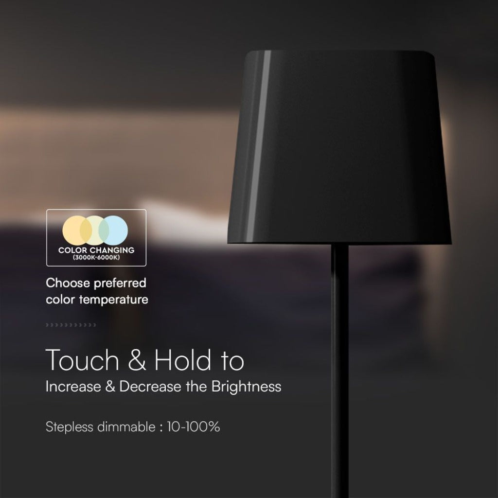 Lampada LED da Tavolo Magnetica 5W Ricaricabile USB‑C Nera IP65