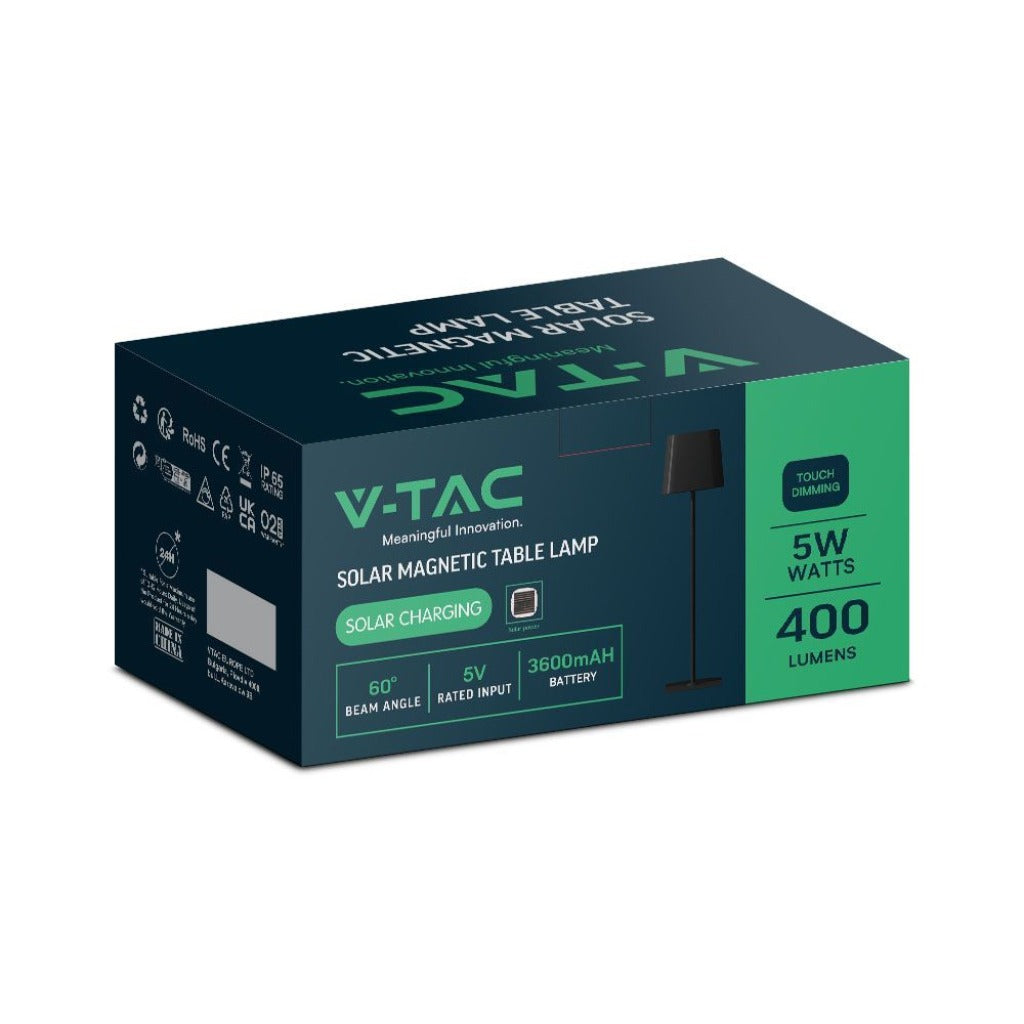 Lampada LED da Tavolo Magnetica 5W Ricaricabile USB‑C Nera IP65