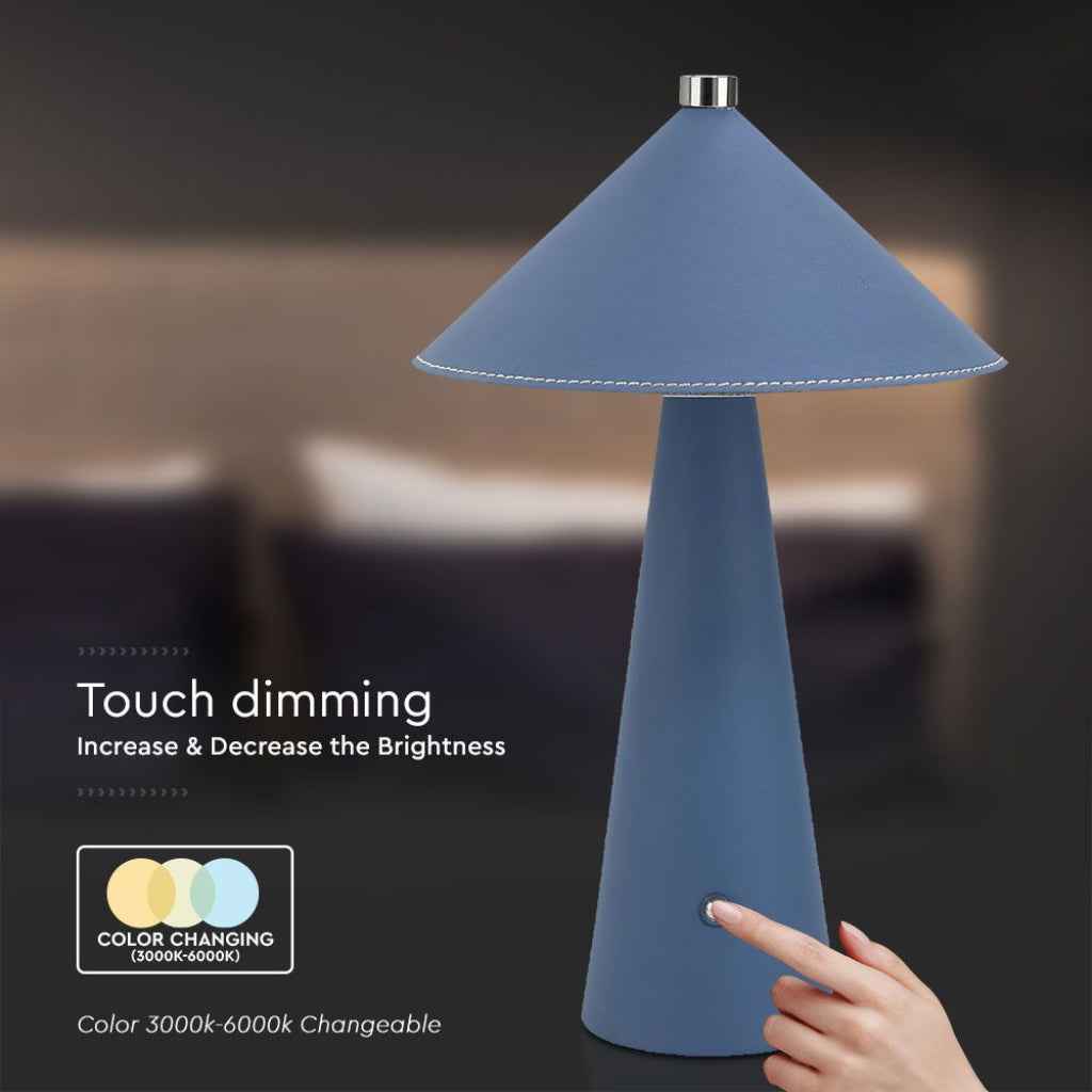 Lampada LED da Tavolo 3W Blu Ricaricabile Touch Dimmer 3in1
