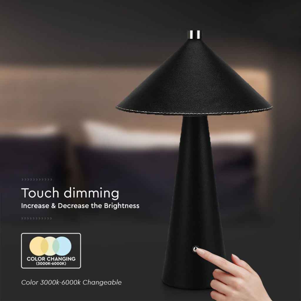 Lampada LED da Tavolo 3W Nera Ricaricabile Touch Dimmer 3in1