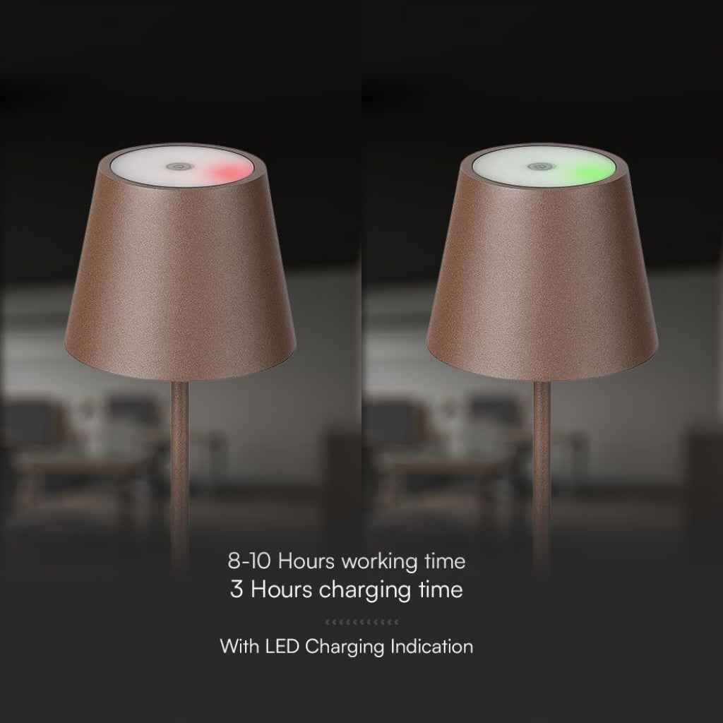 Lampada LED da Tavolo 15W Corten con Touch Dimmer e Ricarica Wireless
