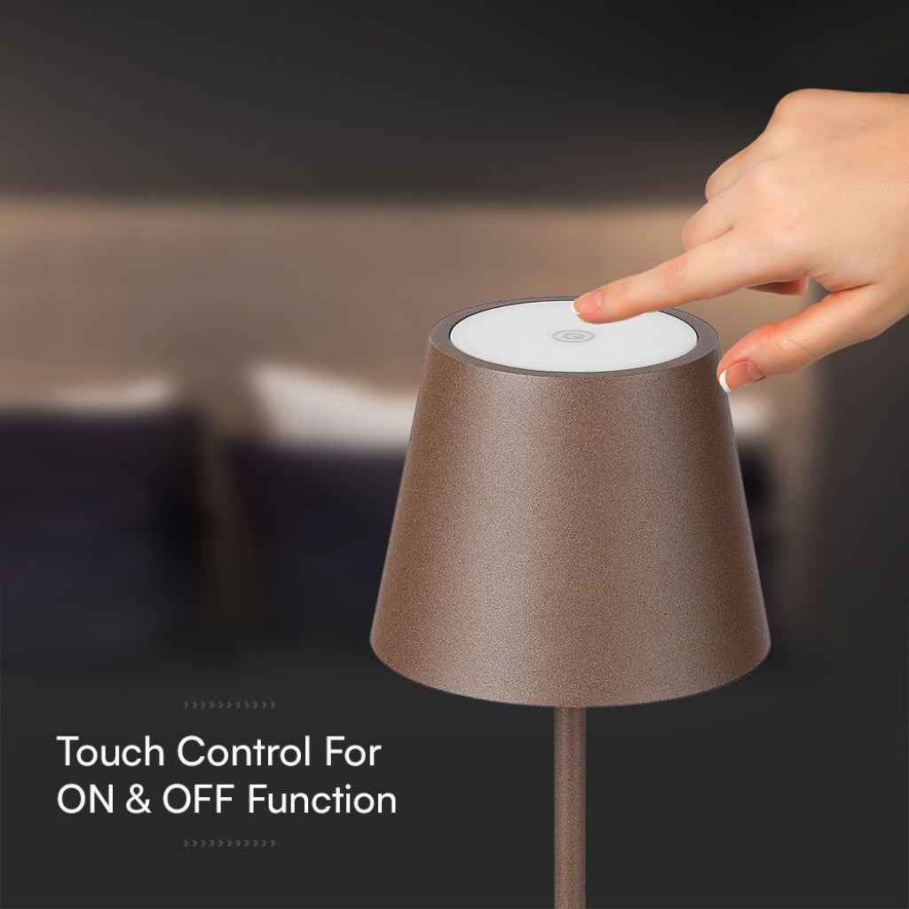 Lampada LED da Tavolo 15W Corten con Touch Dimmer e Ricarica Wireless