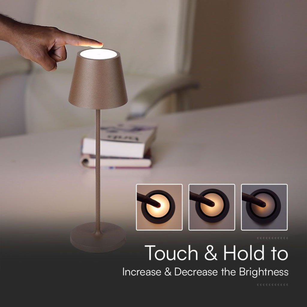 Lampada LED da Tavolo 15W Corten con Touch Dimmer e Ricarica Wireless