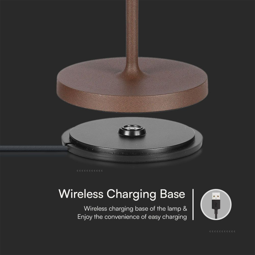 Lampada LED da Tavolo 15W Corten con Touch Dimmer e Ricarica Wireless