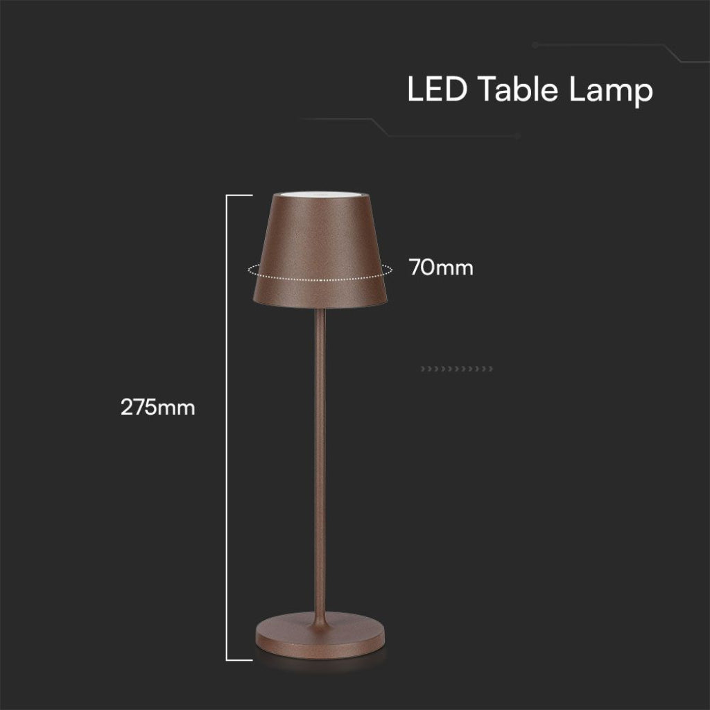 Lampada LED da Tavolo 15W Corten con Touch Dimmer e Ricarica Wireless