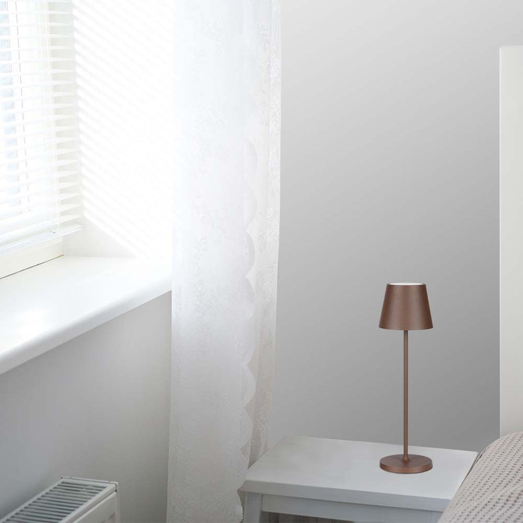 Lampada LED da Tavolo 15W Corten con Touch Dimmer e Ricarica Wireless