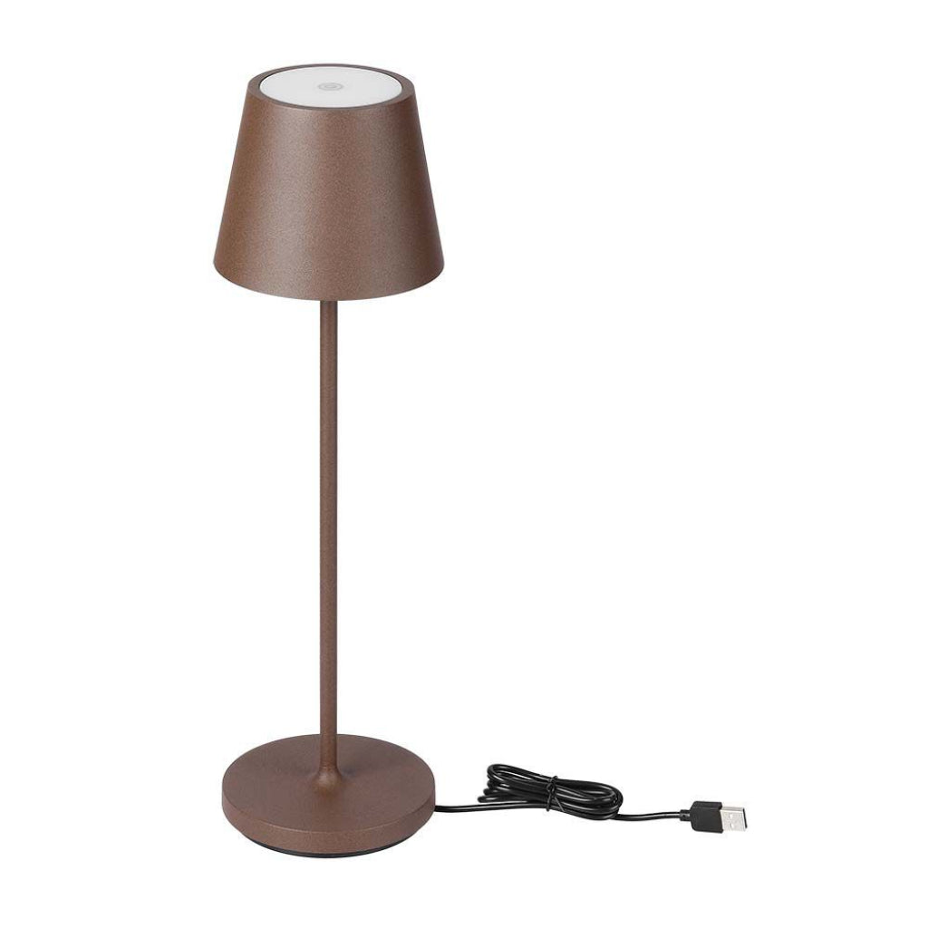 Lampada LED da Tavolo 15W Corten con Touch Dimmer e Ricarica Wireless