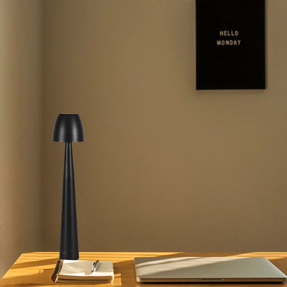Lampada LED Tavolo 3W CCT Touch Ricaricabile USB-C Nera V-TAC