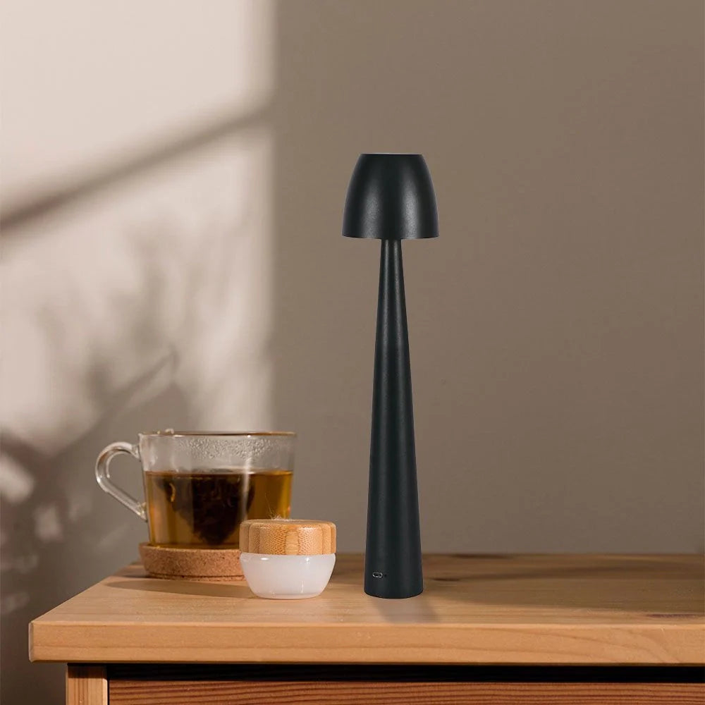 Lampada LED Tavolo 3W CCT Touch Ricaricabile USB-C Nera V-TAC